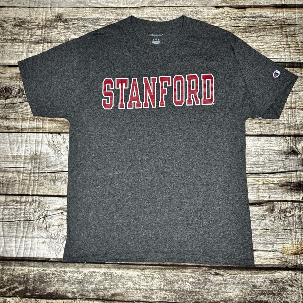 Champion Stanford University T Shirt Mens Size Large Grey